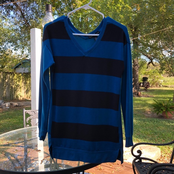 French Laundry Blue&BlackStriped Sweater - Picture 1 of 6